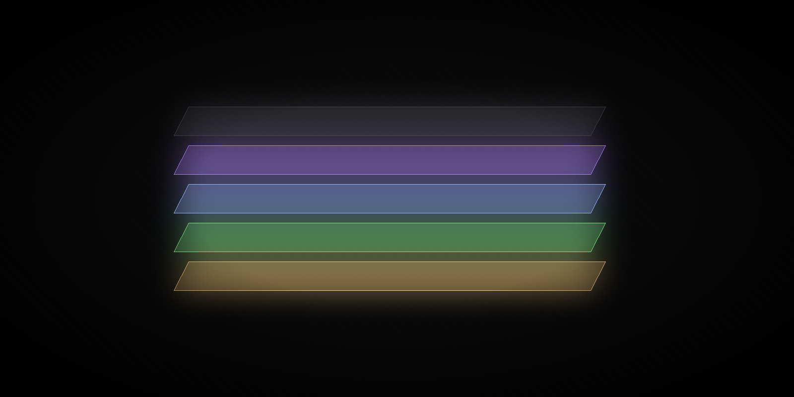 Five stacked layers beside the words 'The stack is the strategy.'